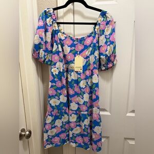 JODIFL Blue and Pink Floral Dress